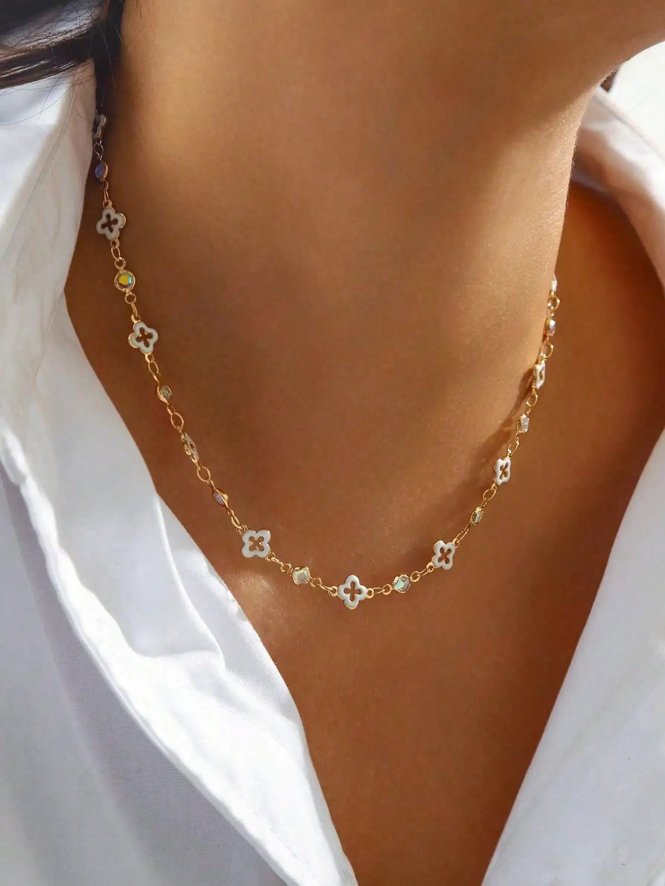 Stainless Steel Flower Necklace for Women - Everyday and Party Wear