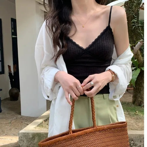 Lace Cami Top for Women Slim Fit Summer Layering Vest