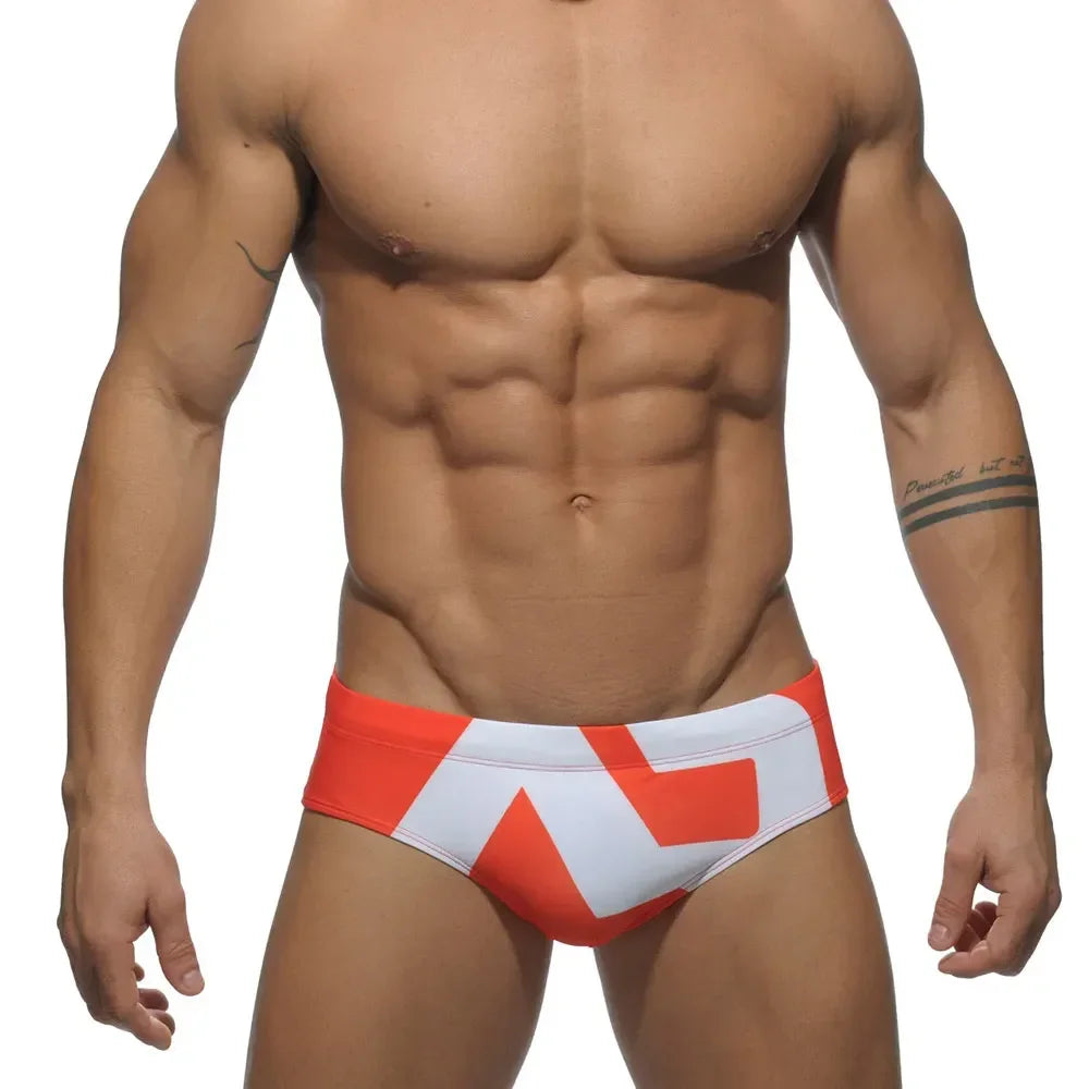 Men's Low Rise Swimming Briefs with Letter Print Design