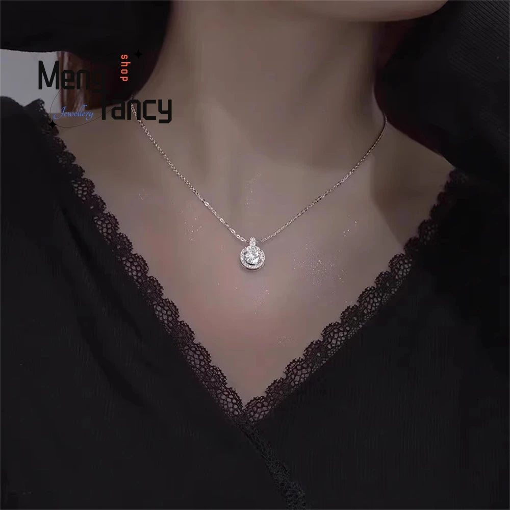 Classic Silver Pendant Necklace for Women with Geometric Charm