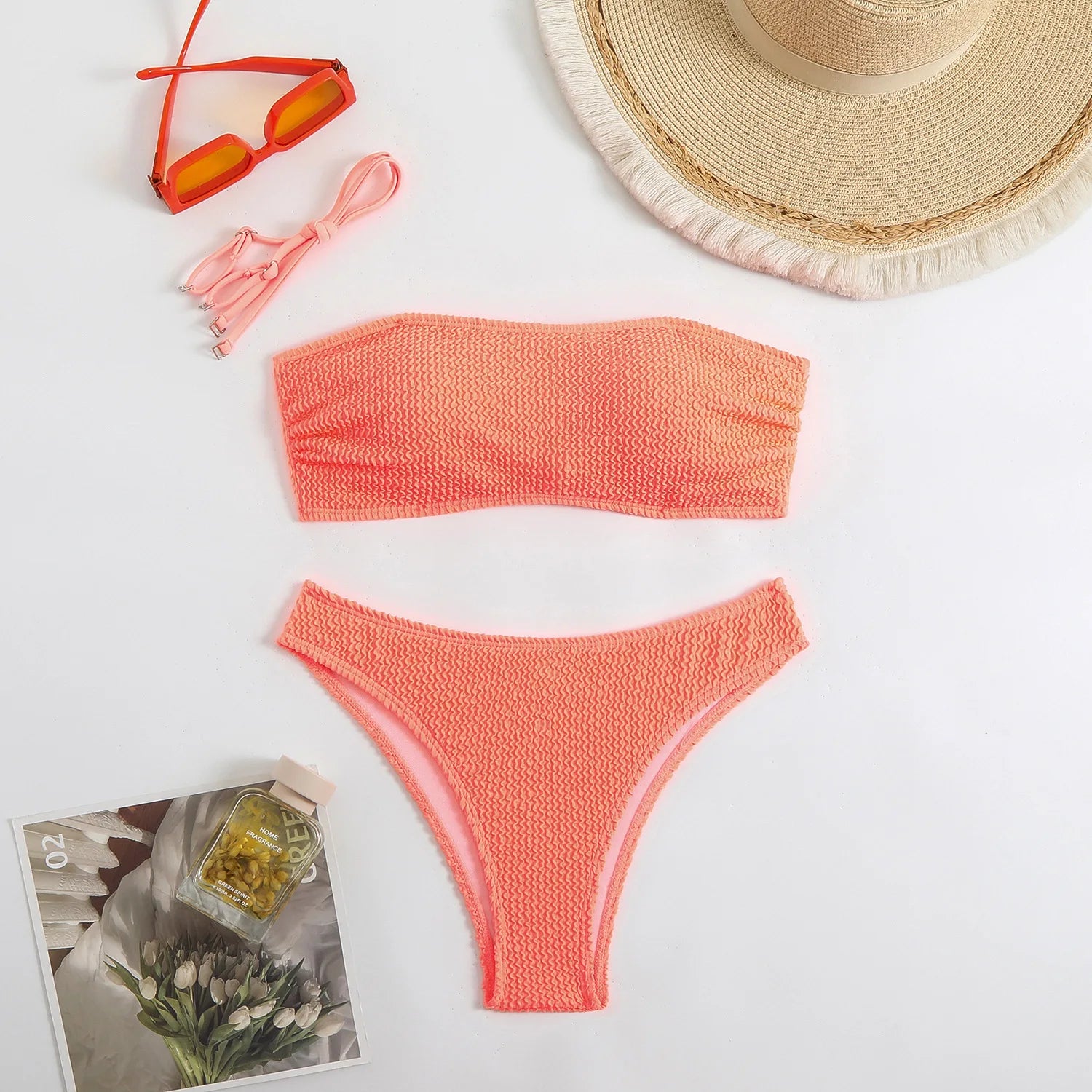 RUAON Women's Summer Bikini Set with Bandeau Neckline
