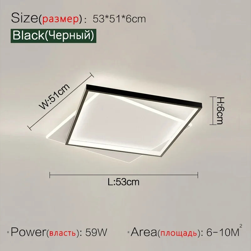 Modern Minimalist Square Ceiling Light in Black