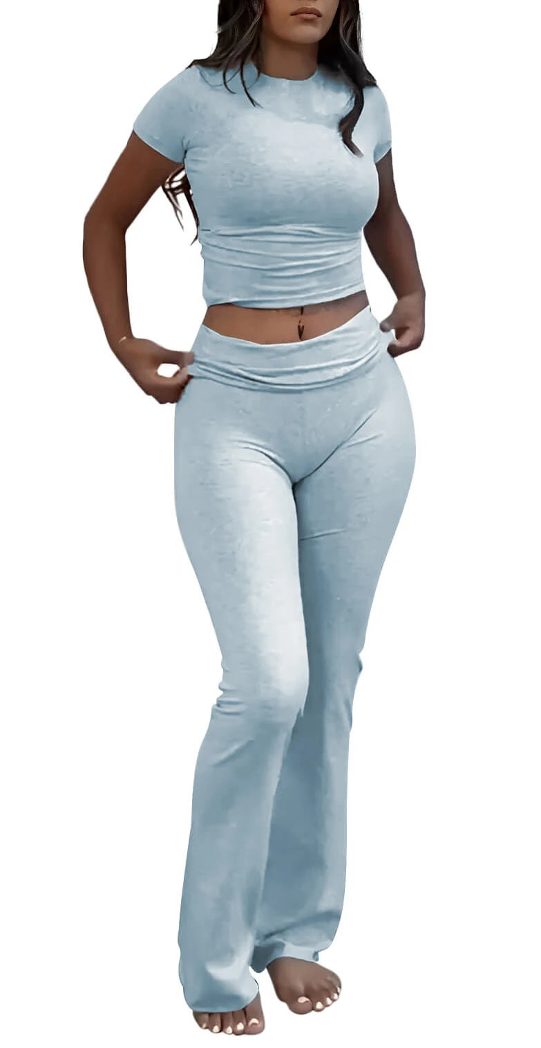 High Waist Flare Pants Tracksuit Set for Women by charnisha