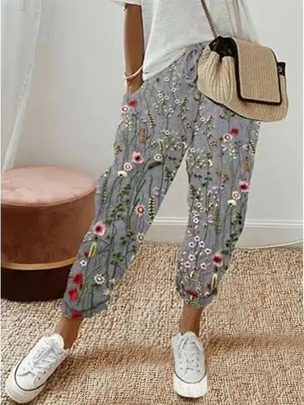 Floral Print Casual Pants for Women by MALEY LifeStyle