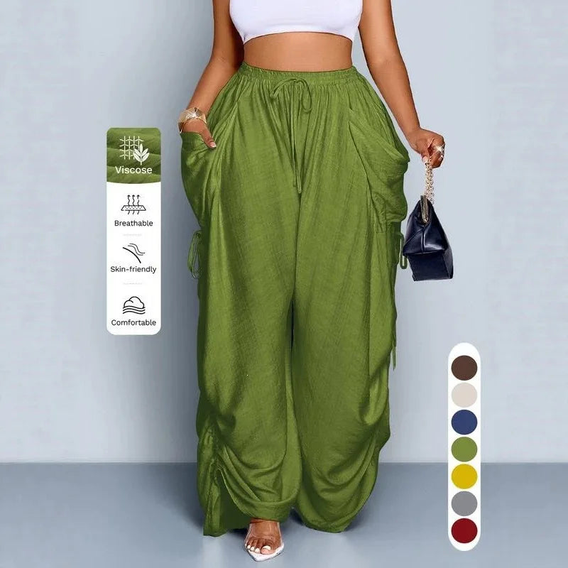 Punk Style High Waisted Wide Leg Pants for Women