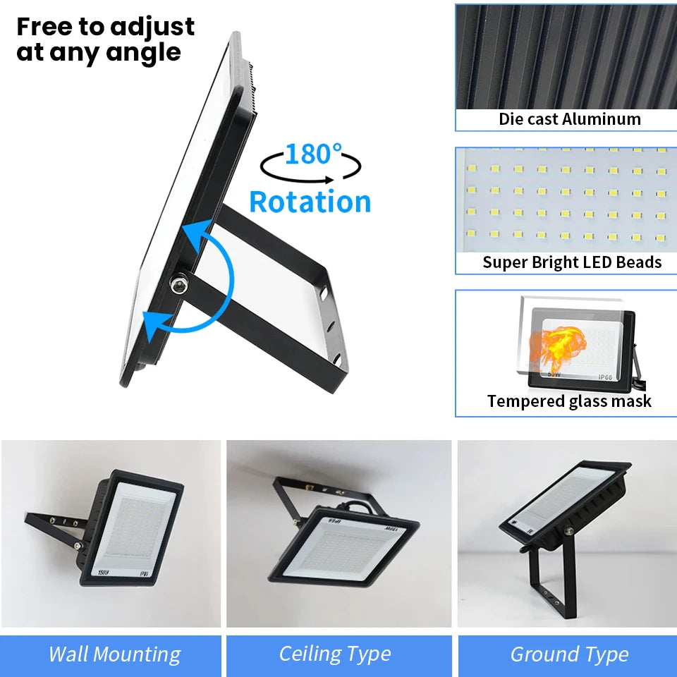 Aluminum LED Floodlights for Outdoor Garden and Garage Use