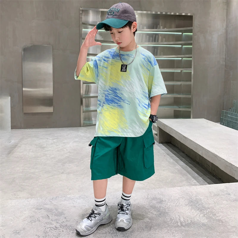 Boys Summer Clothing Set Casual Outfit for Ages 5-14