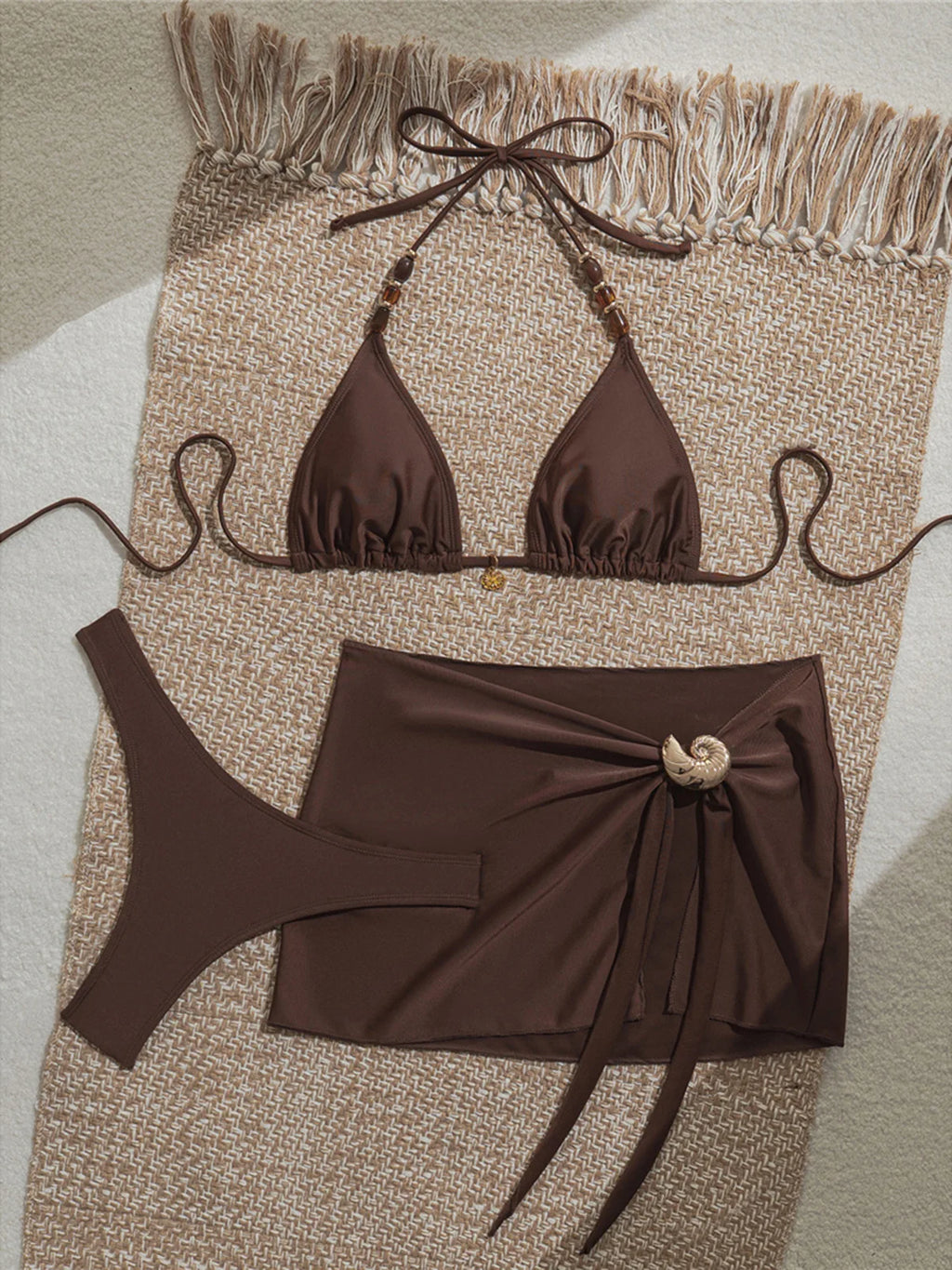 Elegant Halter Neck Bikini Set for Women with Skirt