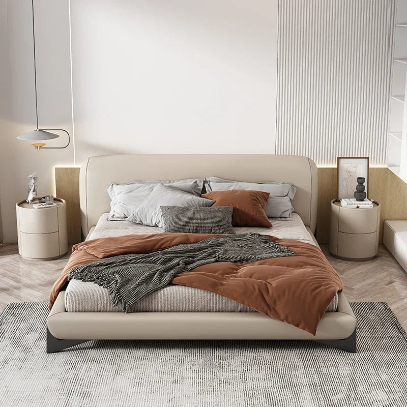 Modern Minimalist Solid Wood Nightstand with Two Drawers
