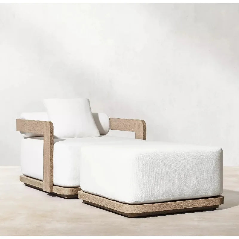 Teak Wood and Rattan Outdoor Sofa Set for Garden Living