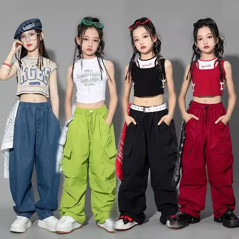 Trendy Girls Cargo Pants for Kids with Pockets 4-6Y