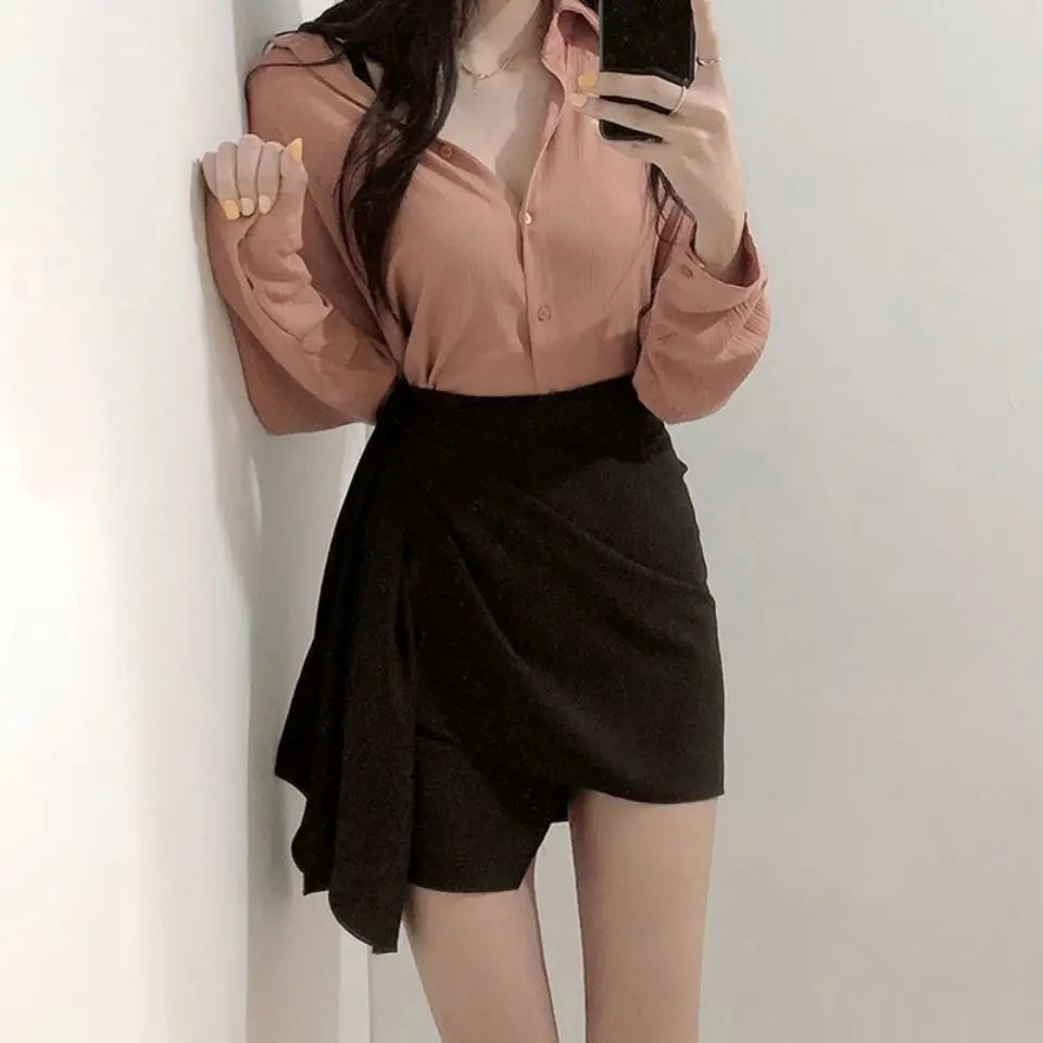Summer 2025 Irregular A-Line Skirt for Women in Polyester