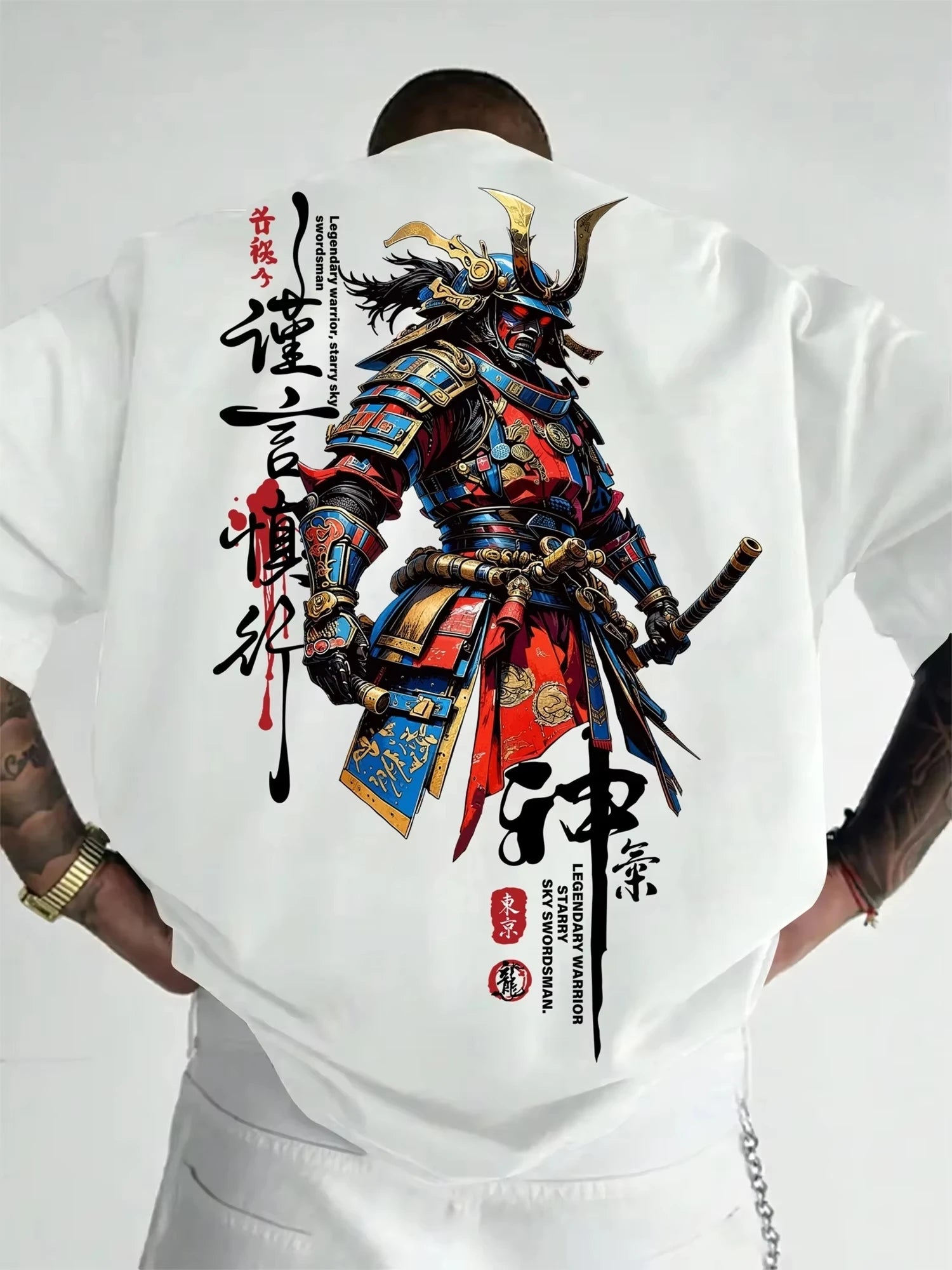 Men's Casual 3D Samurai Graphic T-Shirt for Summer Wear