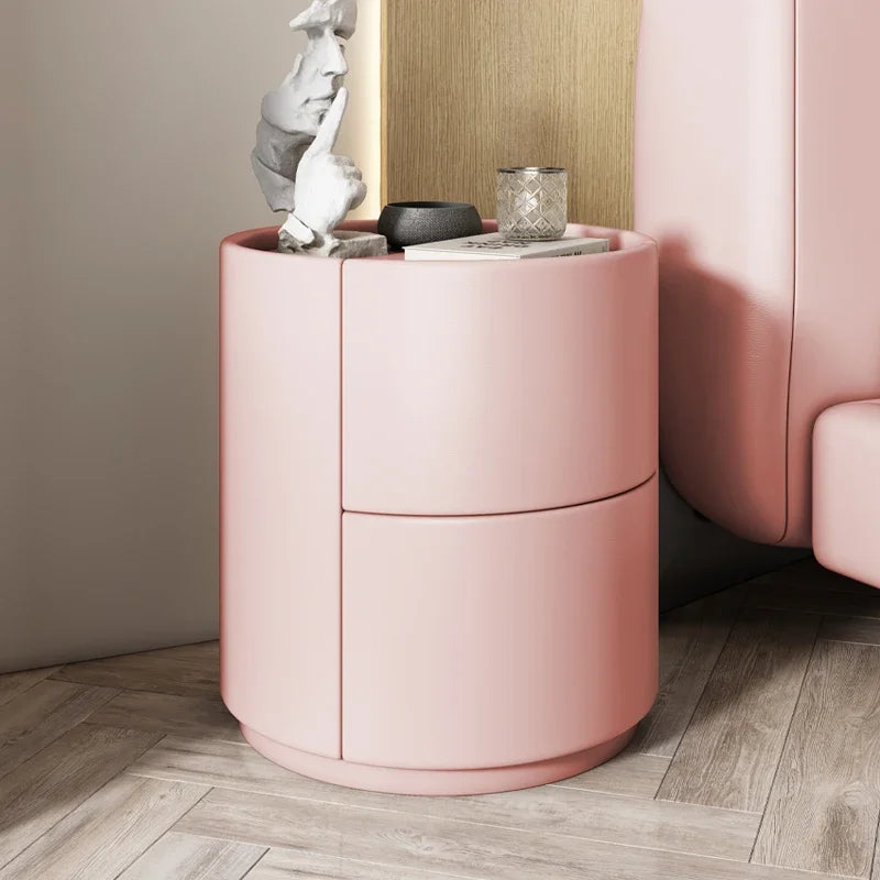 Modern Minimalist Solid Wood Nightstand with Two Drawers