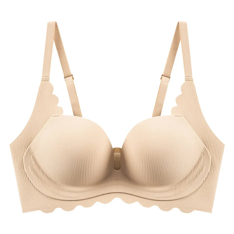 Red Underwear For Women With Small And Flat Chests, Push-up To Make Them Look Bigger, Seamless, Wire-free Bra, Thickened