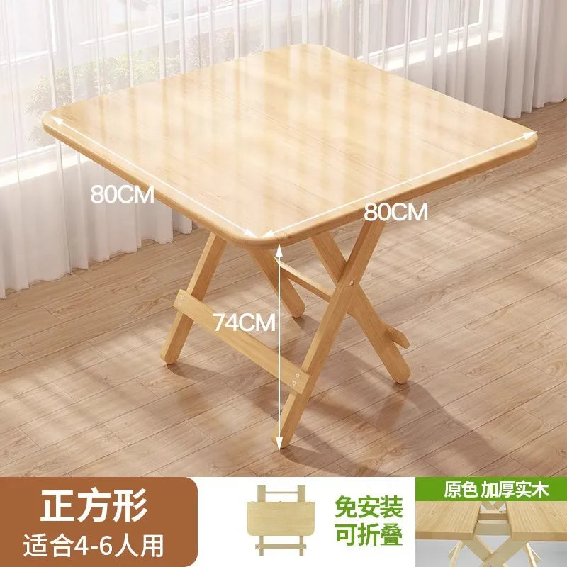 Solid Wood Foldable Dining Table for Small Spaces