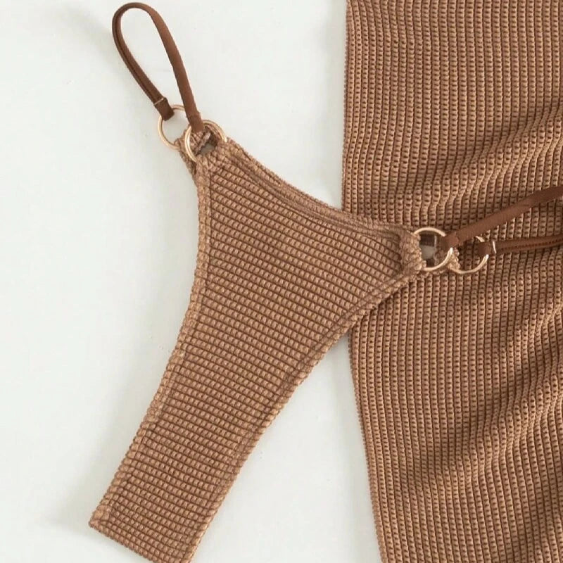 Stylish Halter Push Up Bra Bikini Set for Women in Polyester