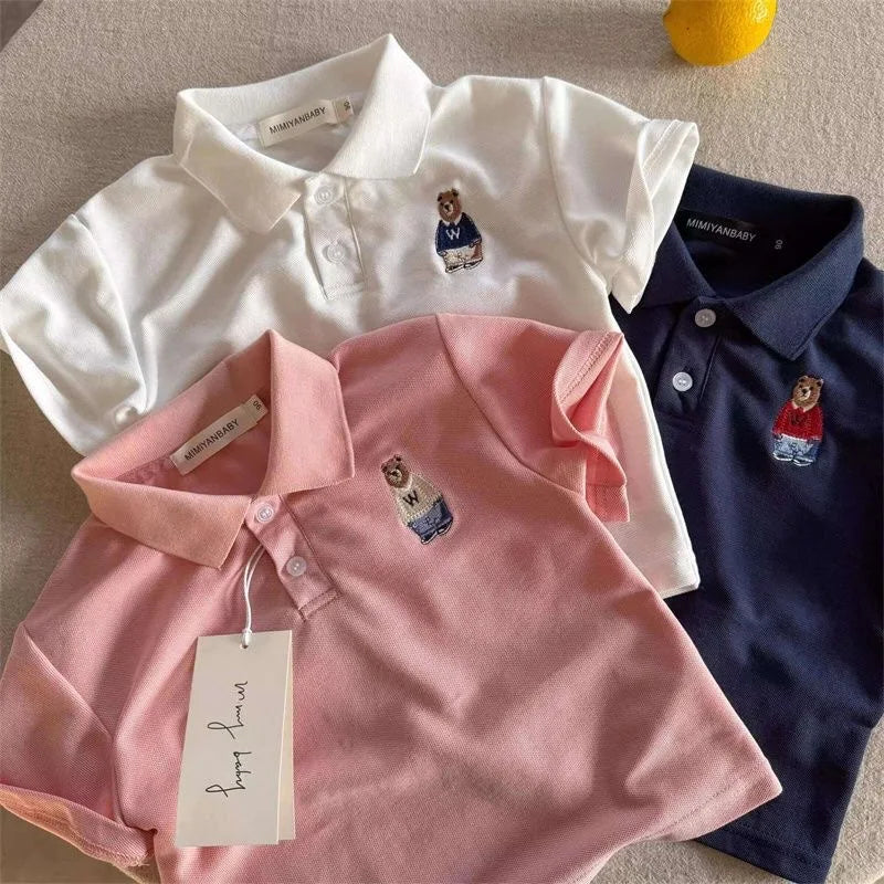 Toddler Boys Cartoon Polo T-shirt in Cotton for Summer