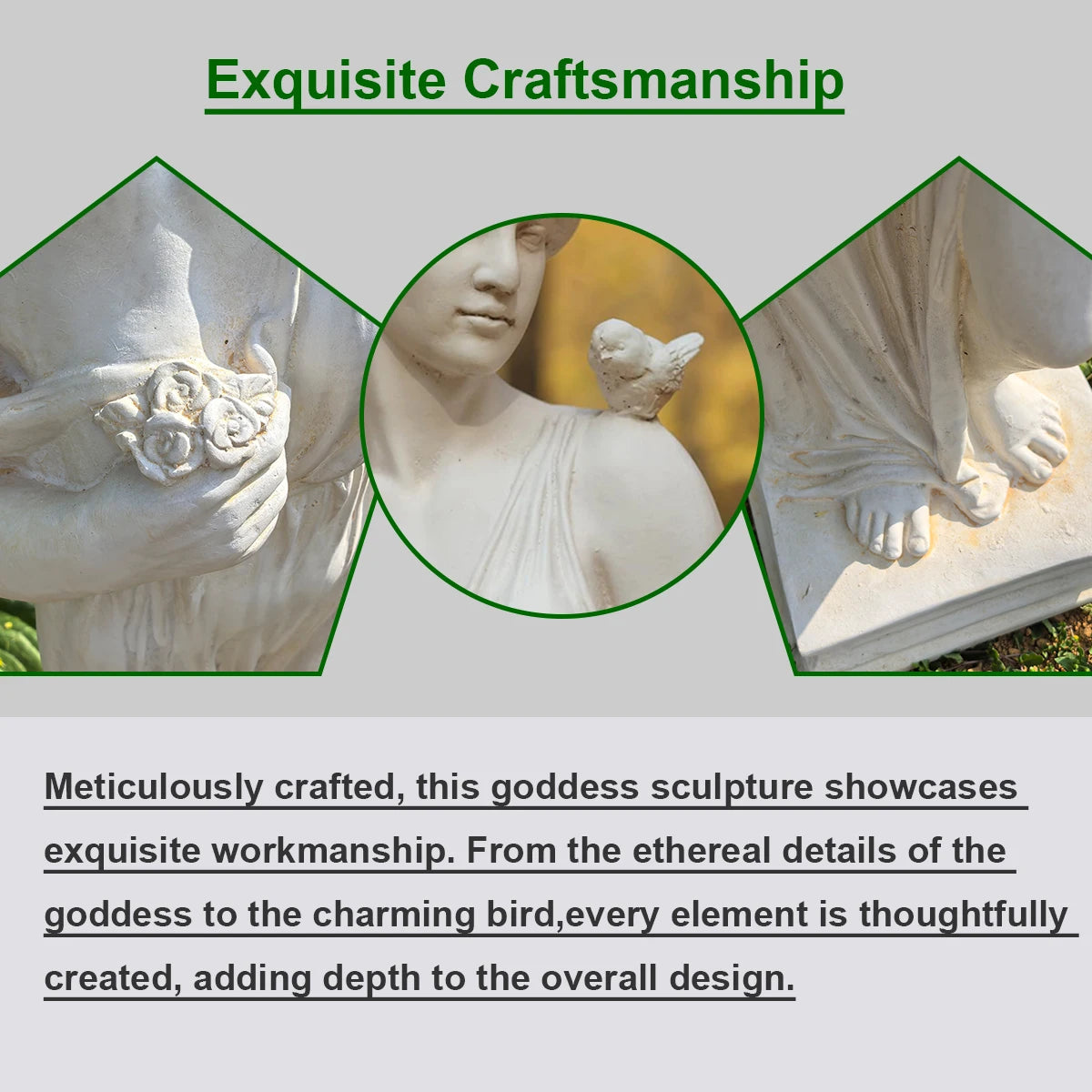 Ivory Nymph Sculpture Outdoor Garden Statue for Patios