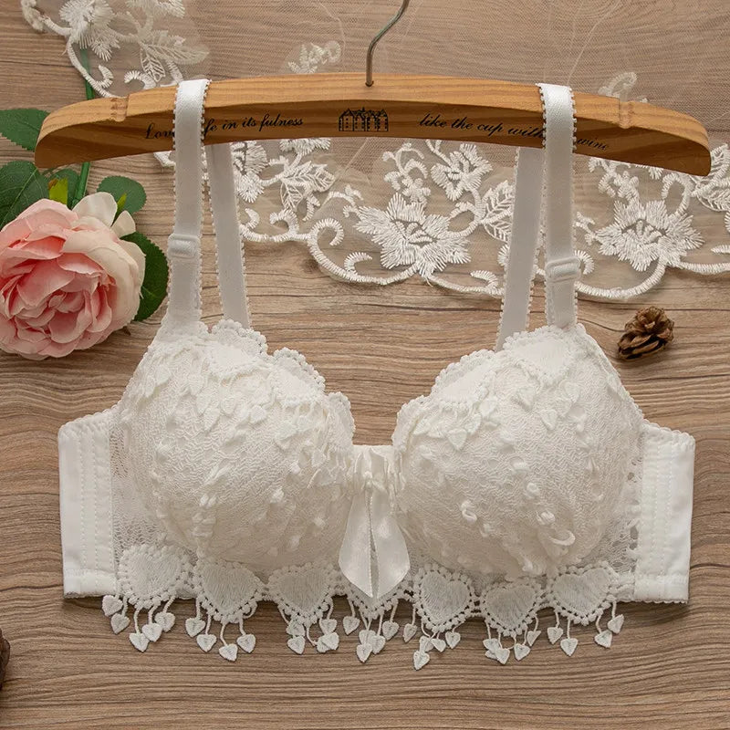 Non-Underwire Sexy Bra for Women in Black and White Lace