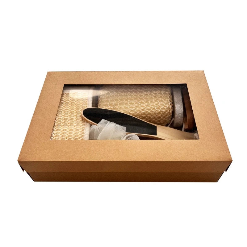 Sisal Bath Set with Towel, Brush and Grindstone Gift Box