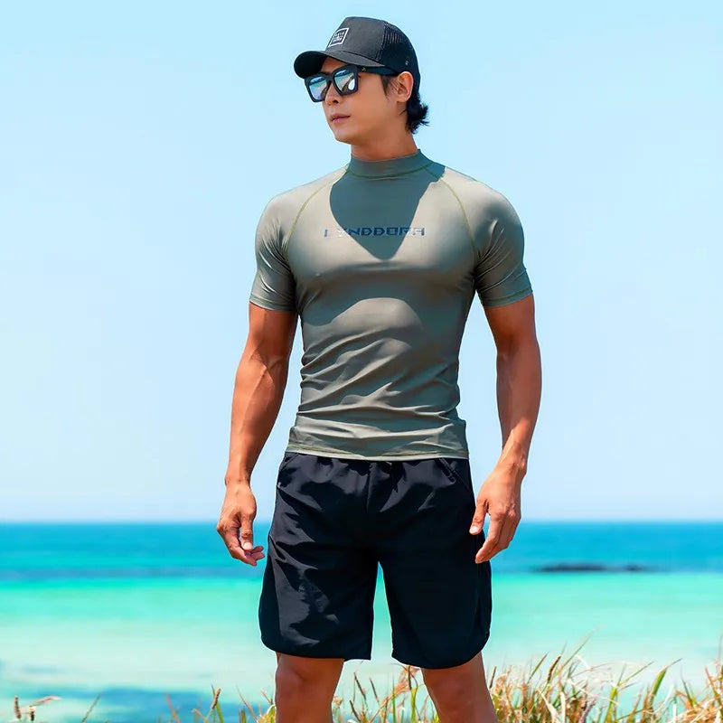 New Men Swimming T-shirt Swimsuit Beach UV Protection Rash Guard Diving Swimwear Long Sleeve Surfing Suit Surf Clothes Rashguard
