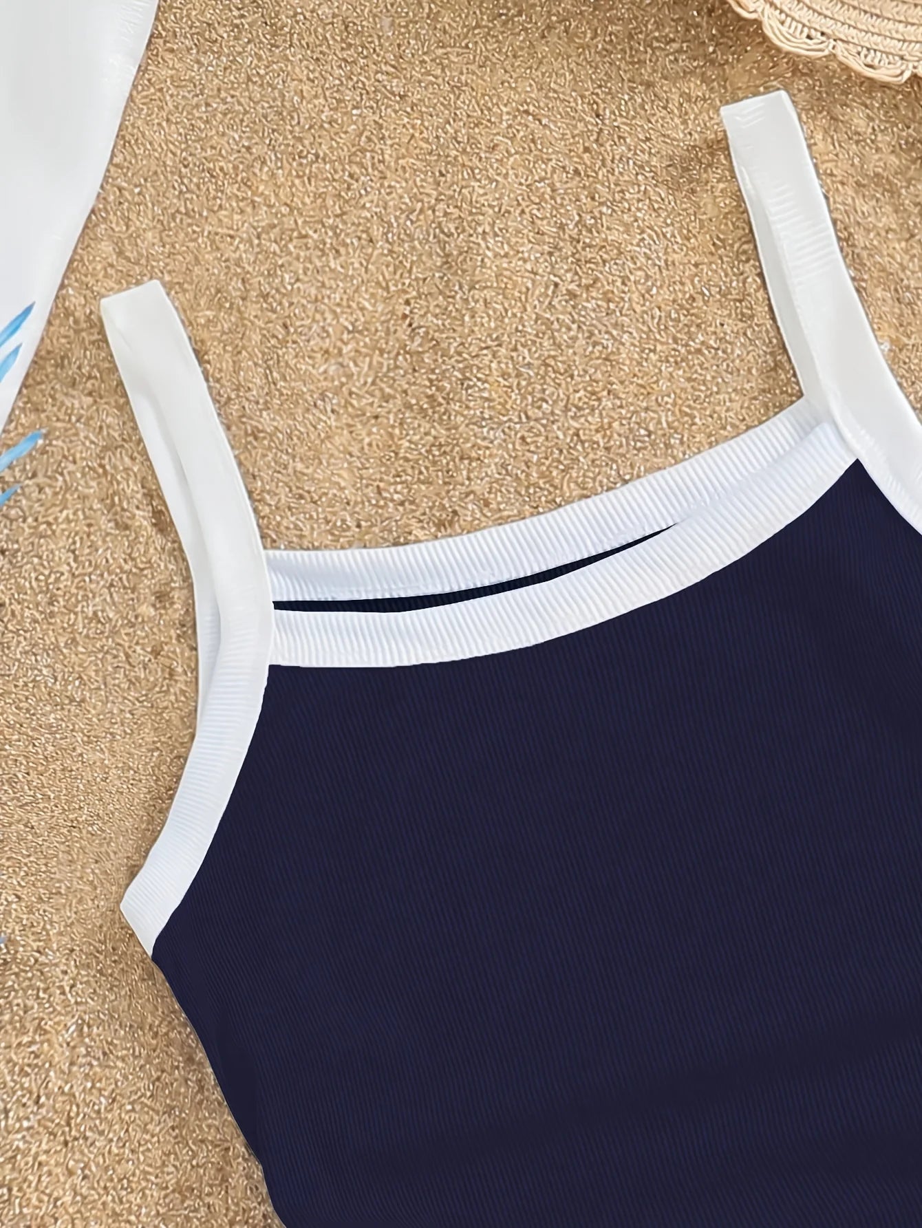 Navy Blue Ribbed Tank Top for Girls Aged 5-13