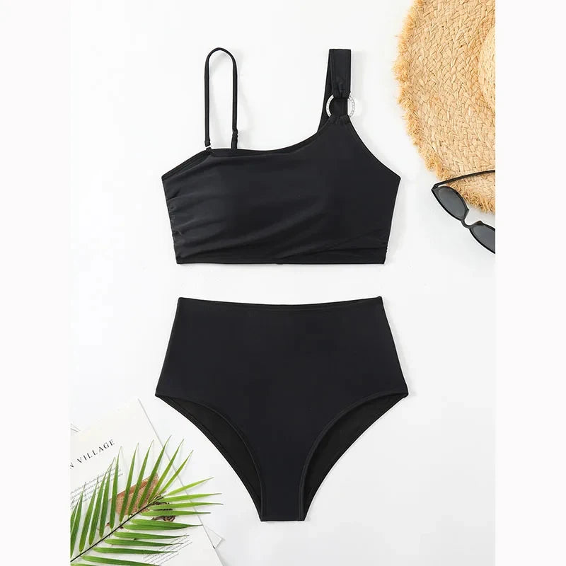 High Waisted Bikini Set for Women with Thin Straps