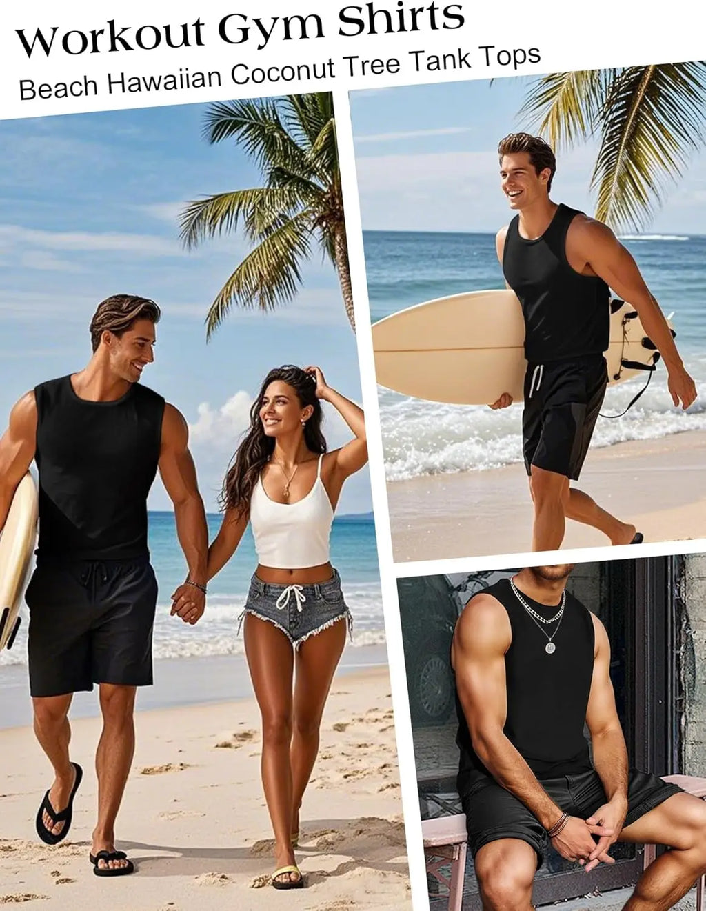 Men's Summer Polyester Tank Tops for Sports and Beach