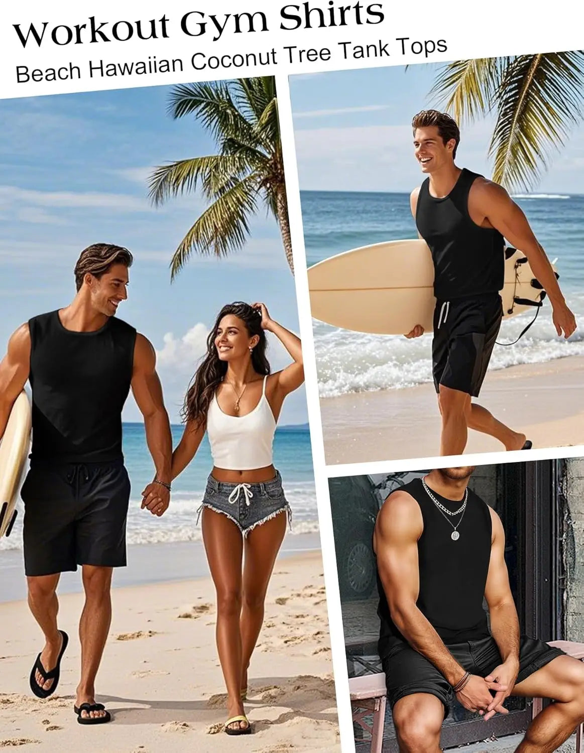 Men's Summer Polyester Tank Tops for Sports and Beach
