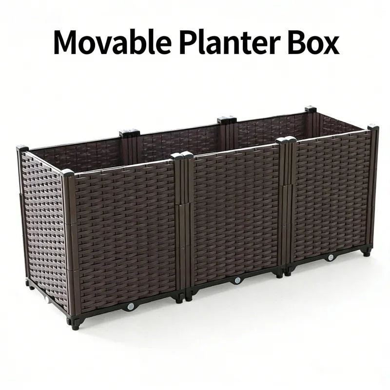 Heavy Duty Plastic 3-Tier Planter Box for Outdoor Use