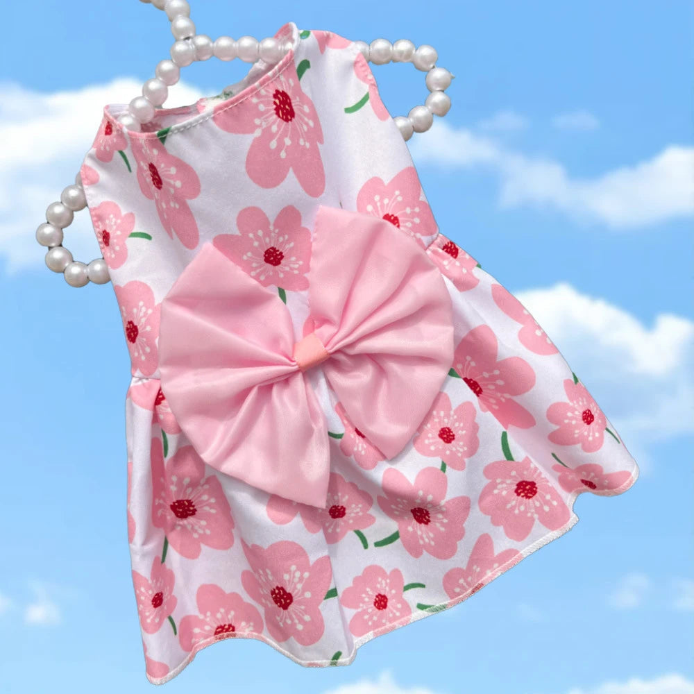 Floral Print Summer Dress for Pets in Lightweight Polyester