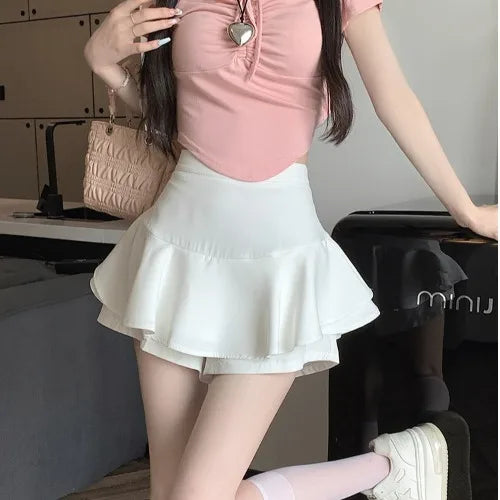 Stylish Short White A-Line Skirt for Women in Polyester