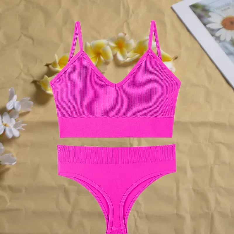 Women's Seamless Pushup Bra and Thong Lingerie Set