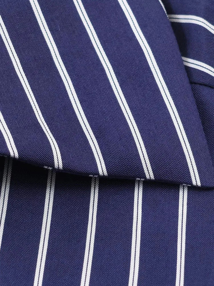 Stylish Women Striped Blouse with Turn-Down Collar