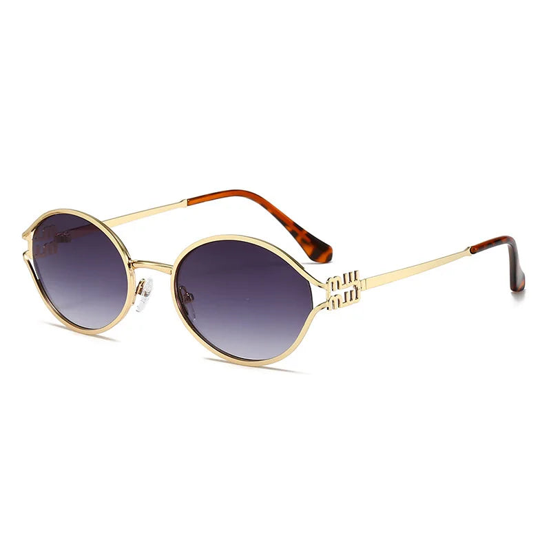 Retro Oval Cat Eye Sunglasses for Women in Alloy Frame