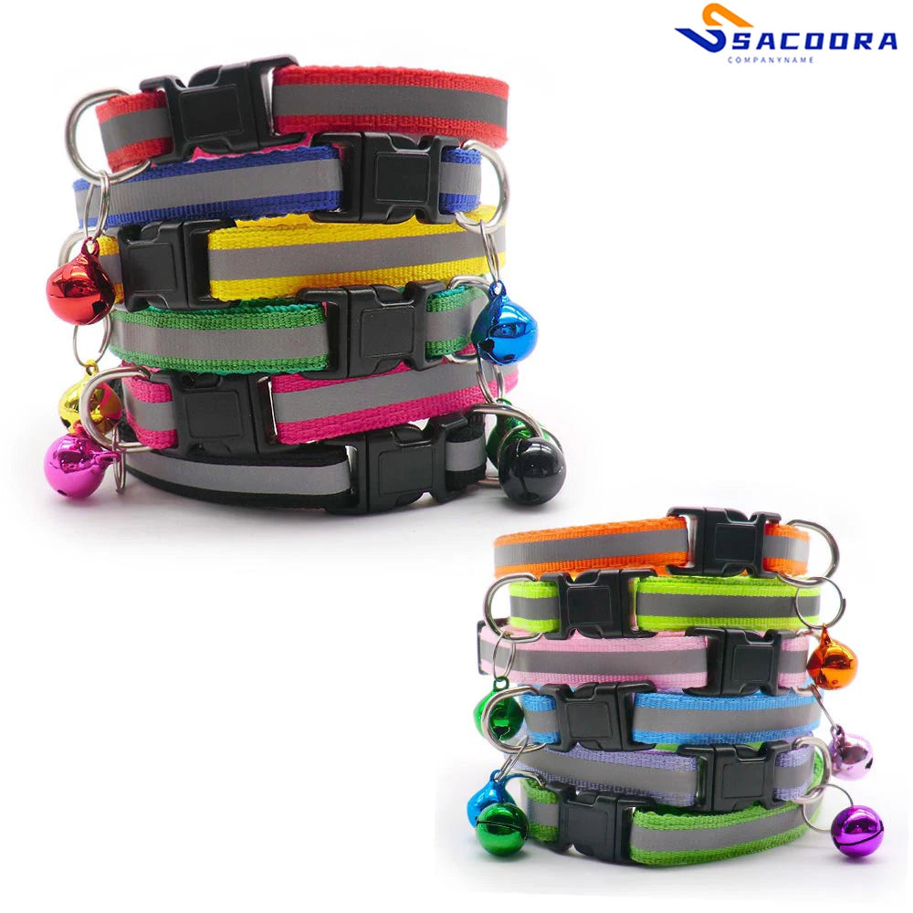 Reflective Bell Pet Collar for Small Dogs and Cats - 2 Pack