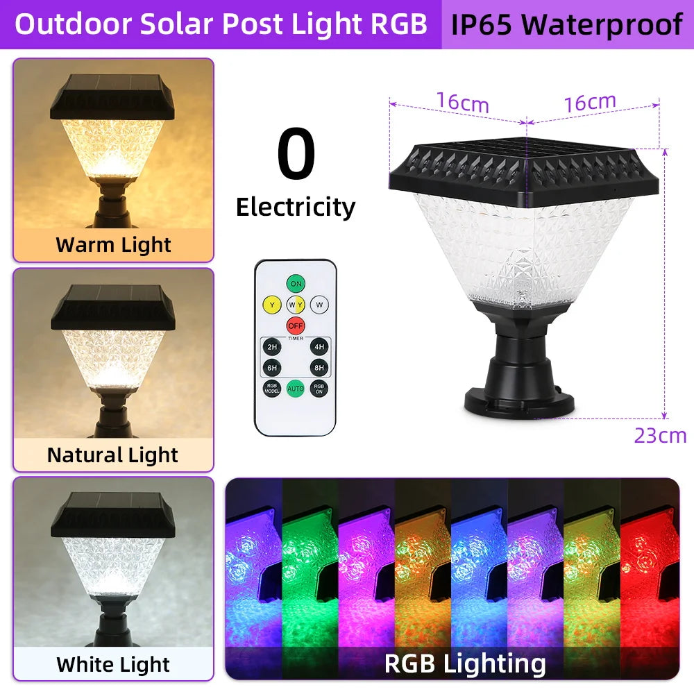 Black Solar Garden Lights with Remote Control for Outdoor Use