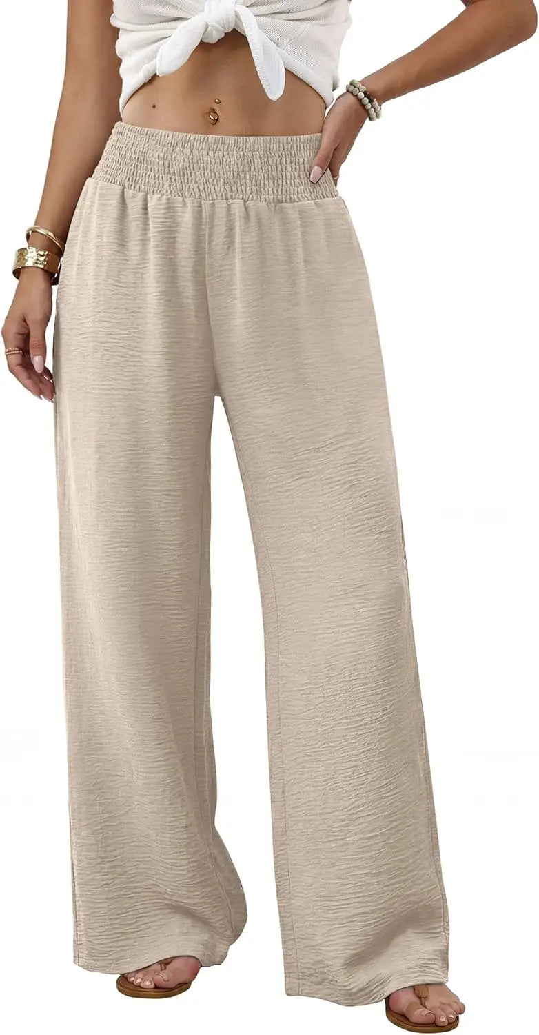 Comfortable High Waist Wide Leg Pants for Women with Pockets