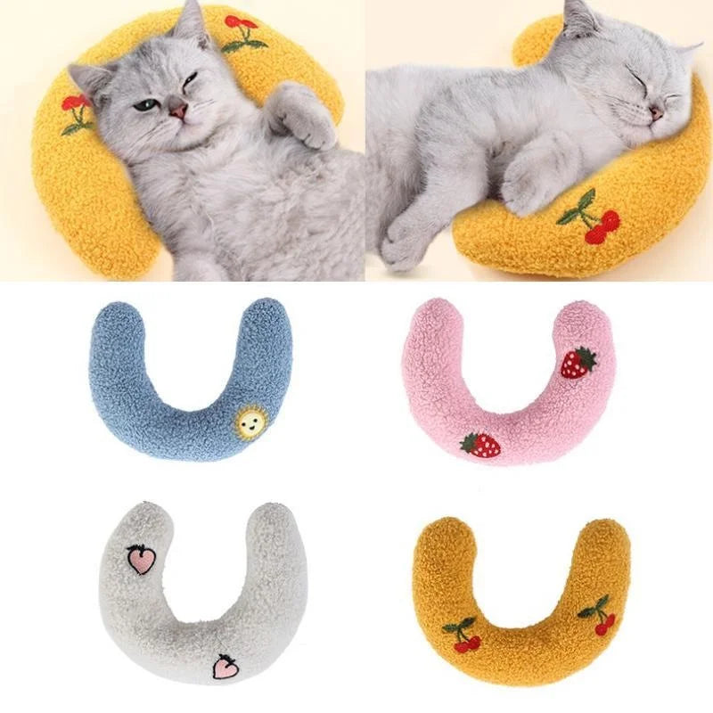 Soft U-shaped Cat Pillow Pet Toy for Cats and Puppies