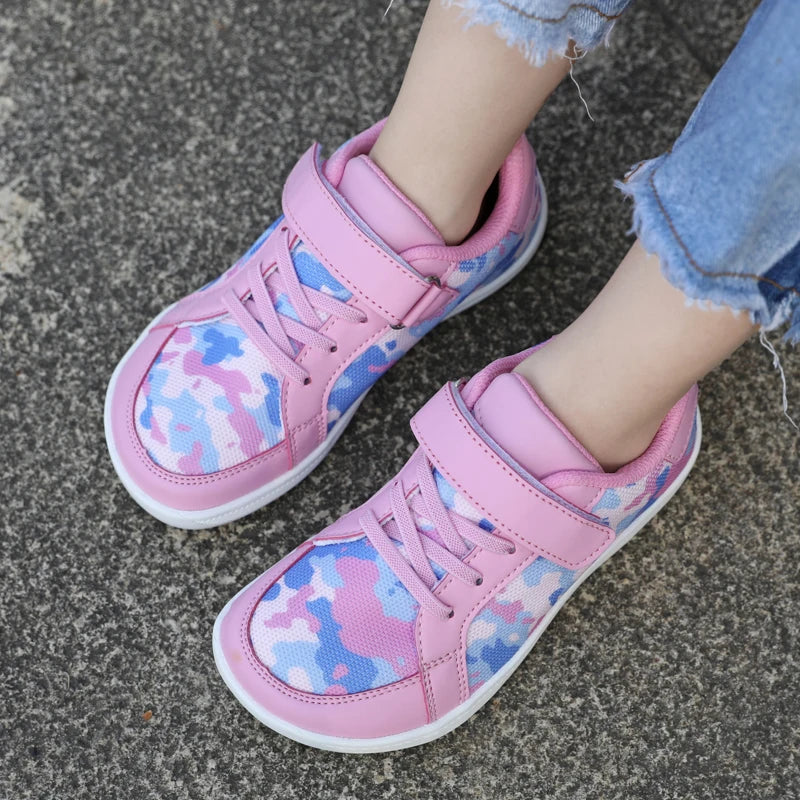 Girls Barefoot Sneakers in White Pink for Ages 4-6