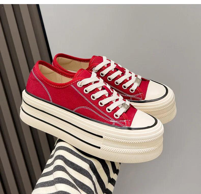 Women's Canvas Platform Sneakers for Summer Casual Wear