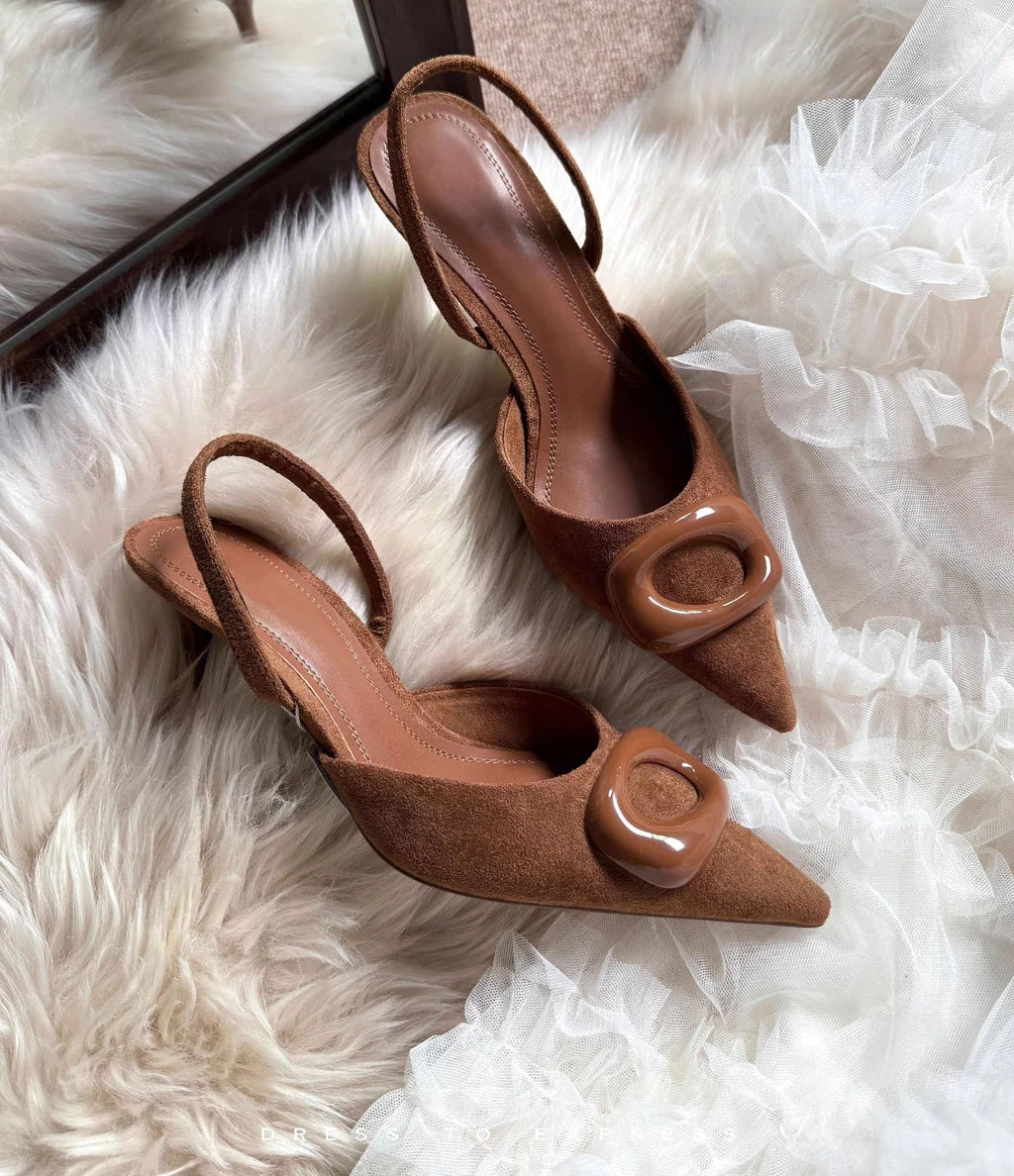 New Women High Heels Sandals Pointed Toe Shoes Designer Slippers 2026 Summer Sexy Slingback Dress Shoes Fashion Pumps Slides