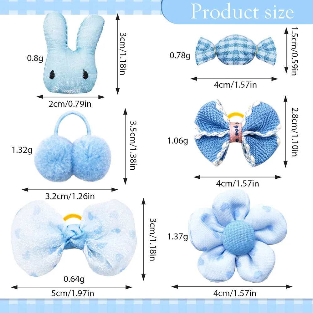 Elegant Handmade Blue Puppy Hair Bows for Stylish Dogs