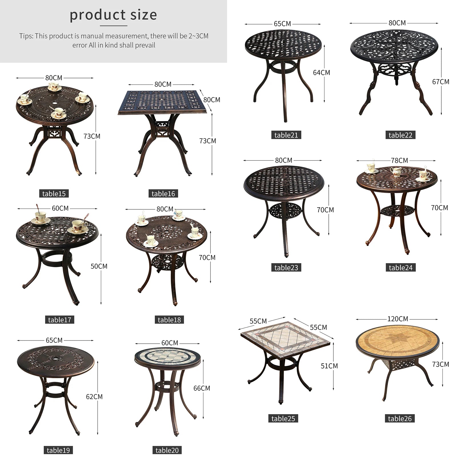 Aluminum Frame Round Bistro Table for Outdoor Dining