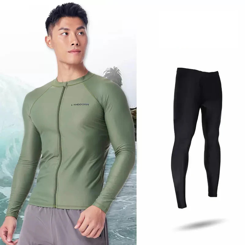 New Men Swimming T-shirt Swimsuit Beach UV Protection Rash Guard Diving Swimwear Long Sleeve Surfing Suit Surf Clothes Rashguard