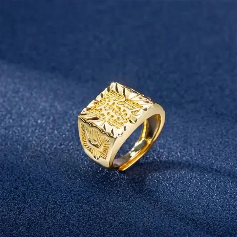 Real 18K Gold Ring for Men Anillos Mujer Rock Gemstone Genuine 18 K Gold Jewelry  Anillos De Hiphop Origin Rings Box Bizuteria