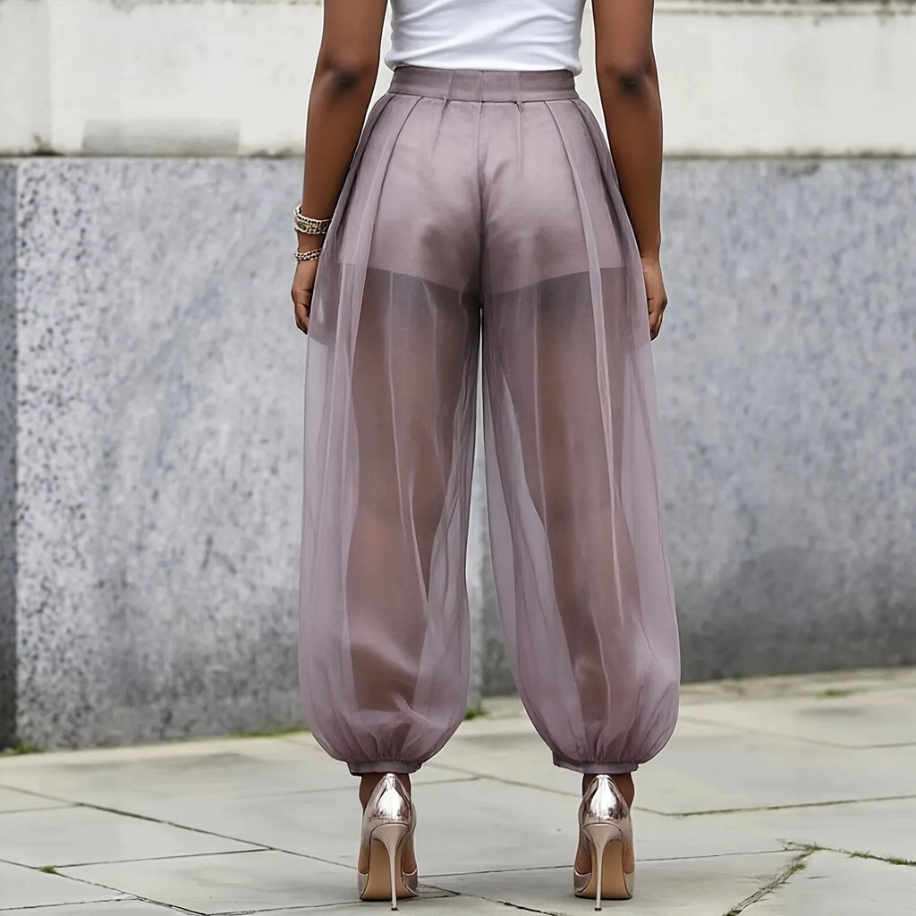 Chiffon High Waist Ankle-Length Pants for Women