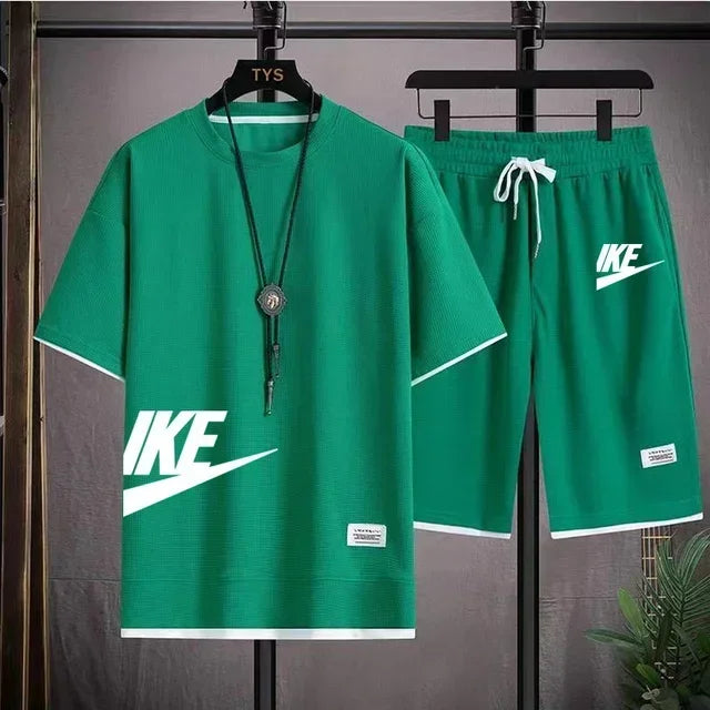 Men's Casual Sportswear Set with Short-Sleeved T-Shirt and Shorts
