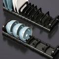 Plastic Kitchen Cabinet Dish Storage Rack with Adjustable Features